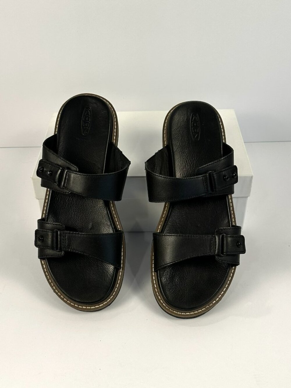 Keen Black Leather Lana Slide Sandals